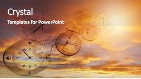  Presentation with bright - Presentation design enhanced with clocks in bright sky time background and a  colored foreground