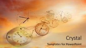  Presentation with old clock time antique - Slides with clocks in bright sky time background and a coral colored foreground
