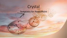  Presentation with old clock time antique - Presentation theme having clocks in bright sky time background and a coral colored foreground