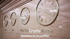  Presentation with old clock time antique - Colorful theme enhanced with clocks on wall showing time backdrop and a coral colored foreground