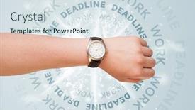  Presentation with writing - Presentation theme enhanced with time management businessman stop isolated - clocks with work and deadline background and a sky blue colored foreground