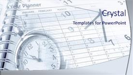  Presentation with planner - Colorful presentation theme enhanced with clocks year planner and calendar backdrop and a sky blue colored foreground