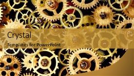  Presentation with mechanism - Amazing PPT theme having clockwork - close up old mechanism backdrop and a gold colored foreground