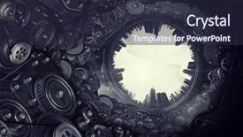  Presentation with mechanism - Slide deck having clockwork - metal gear mechanism mixed media background and a wine colored foreground