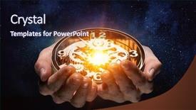  Presentation with palm - Beautiful PPT layouts featuring clockwork in palm mixed media backdrop and a wine colored foreground