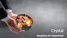  Presentation with palm - PPT layouts consisting of clockwork in palm mixed media background and a gray colored foreground