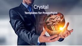  Presentation with palm - PPT layouts enhanced with clockwork in palm mixed media background and a navy blue colored foreground