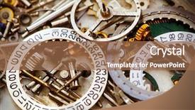  Presentation with spare parts - Slide deck enhanced with clockwork spare parts close up background and a coral colored foreground