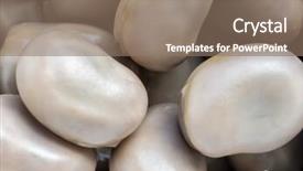  Presentation with broad - Theme with cloesup of cooked broad bean background and a coral colored foreground