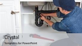  Presentation with plumber - Audience pleasing PPT theme consisting of clog - plumber backdrop and a light gray colored foreground