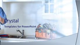  Presentation with clogged - PPT theme featuring clogged faucet - plumber background and a sky blue colored foreground