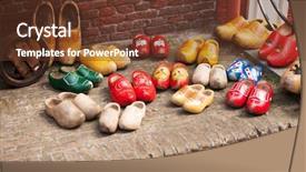  Presentation with dutch - Audience pleasing presentation design consisting of cloggs - famous traditional dutch wooden clogs backdrop and a tawny brown colored foreground