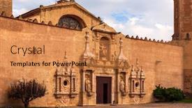  Presentation with santa - Audience pleasing presentation theme consisting of cloister-de-santa-maria-de backdrop and a coral colored foreground