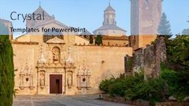  Presentation with santa - Slides with cloister-de-santa-maria-de background and a light blue colored foreground