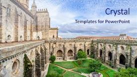  Presentation with gothic - Slide set with cloister of the evora cathedral background and a light blue colored foreground