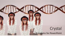  Presentation with clone - Beautiful presentation theme featuring clone women with genetic dna backdrop and a soft green colored foreground
