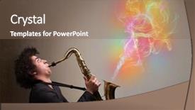  Presentation with fume - Theme having clors - attractive young musician playing background and a  colored foreground