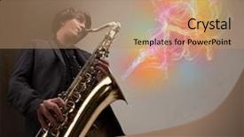  Presentation with fume - PPT theme featuring clors - attractive young musician playing background and a  colored foreground
