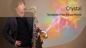  Presentation with fume - Presentation enhanced with clors - attractive young musician playing background and a  colored foreground