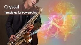  Presentation with fume - Presentation theme enhanced with clors - attractive young musician playing background and a  colored foreground