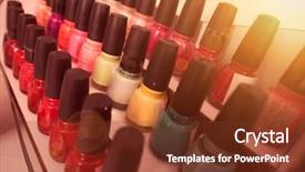  Presentation with nail salon - Slide set enhanced with clors - set of different bottles background and a tawny brown colored foreground