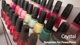  Presentation with nail salon - Beautiful slide deck featuring clors - set of different bottles backdrop and a tawny brown colored foreground