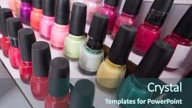  Presentation with nail salon - Slides having clors - set of different bottles background and a ocean colored foreground