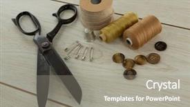  Presentation with thread - Presentation theme enhanced with close -up of thread roll background and a  colored foreground