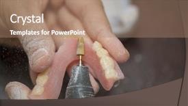  Presentation with dental laboratory - Colorful slide set enhanced with close dental technician make denture backdrop and a coral colored foreground