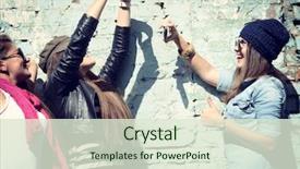  Presentation with outdoors - Cool new PPT layouts with close friend - girls having fun together outdoors backdrop and a sky blue colored foreground