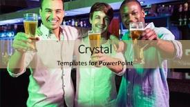  Presentation with beer - Beautiful slide set featuring close friend - group of men posing backdrop and a coral colored foreground