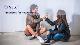  Presentation with two cute sisters playing - Beautiful presentation design featuring close friend - two sisters lovely stirring backdrop and a sky blue colored foreground