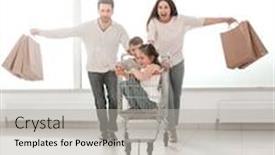  Presentation with family shopping - Slides featuring close-knit family goes shopping background and a light gray colored foreground