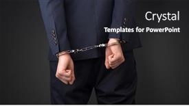  Presentation with hand handcuffs - Presentation design featuring forfit - close now arrested men hand background and a wine colored foreground