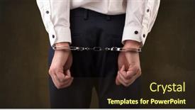  Presentation with hand handcuffs - Beautiful theme featuring close-now-arrested-men-hand backdrop and a wine colored foreground