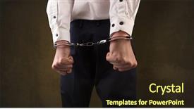  Presentation with hand handcuffs - Cool new theme with close now arrested men hand backdrop and a wine colored foreground