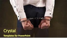  Presentation with hand handcuffs - Beautiful PPT layouts featuring close now arrested men hand backdrop and a tawny brown colored foreground