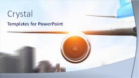  Presentation with airplane taking off sky in - PPT theme having close-of-airplane-in-sky background and a sky blue colored foreground
