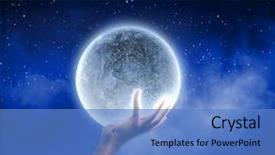 Presentation with moon - Cool new presentation theme with everlasting - close of man hands holding backdrop and a teal colored foreground