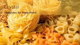  Presentation with macaroni - Amazing PPT theme having close of uncooked macaroni backdrop and a yellow colored foreground