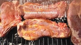  Presentation with fresh meat - Presentation having close-shot-of-hot-fresh background and a coral colored foreground