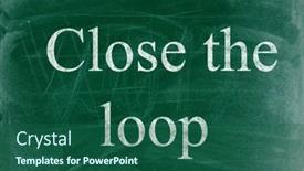  Presentation with chalk - Presentation design having close-the-loop-business-phrase background and a ocean colored foreground