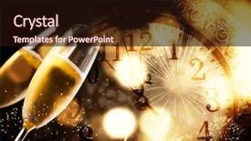  Presentation with two glasses of champagne - Audience pleasing slides consisting of close to midnight - new year backdrop and a wine colored foreground