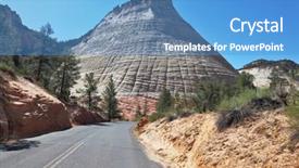  Presentation with hill road - Presentation theme having close to the famous checkerboard background and a  colored foreground