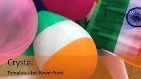  Presentation with india tricolor - Theme with close uo of tricolor balloons background and a gold colored foreground