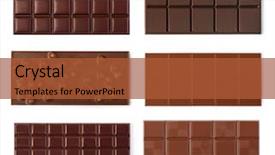  Presentation with bar pieces dark chocolate - Slide set enhanced with close up a chocolate bar background and a red colored foreground