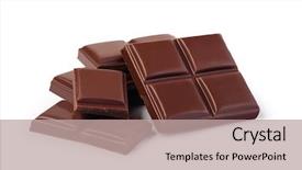  Presentation with bar pieces dark chocolate - PPT theme with close up a chocolate bar background and a mint green colored foreground