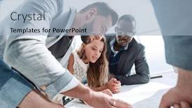  Presentation with architects - Theme having close-up-a-creative-group background and a light blue colored foreground