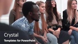  Presentation with diverse people - Slides consisting of close-up-a-group background and a dark gray colored foreground