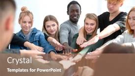  Presentation with circle - Slide set consisting of close-up-a-group background and a coral colored foreground